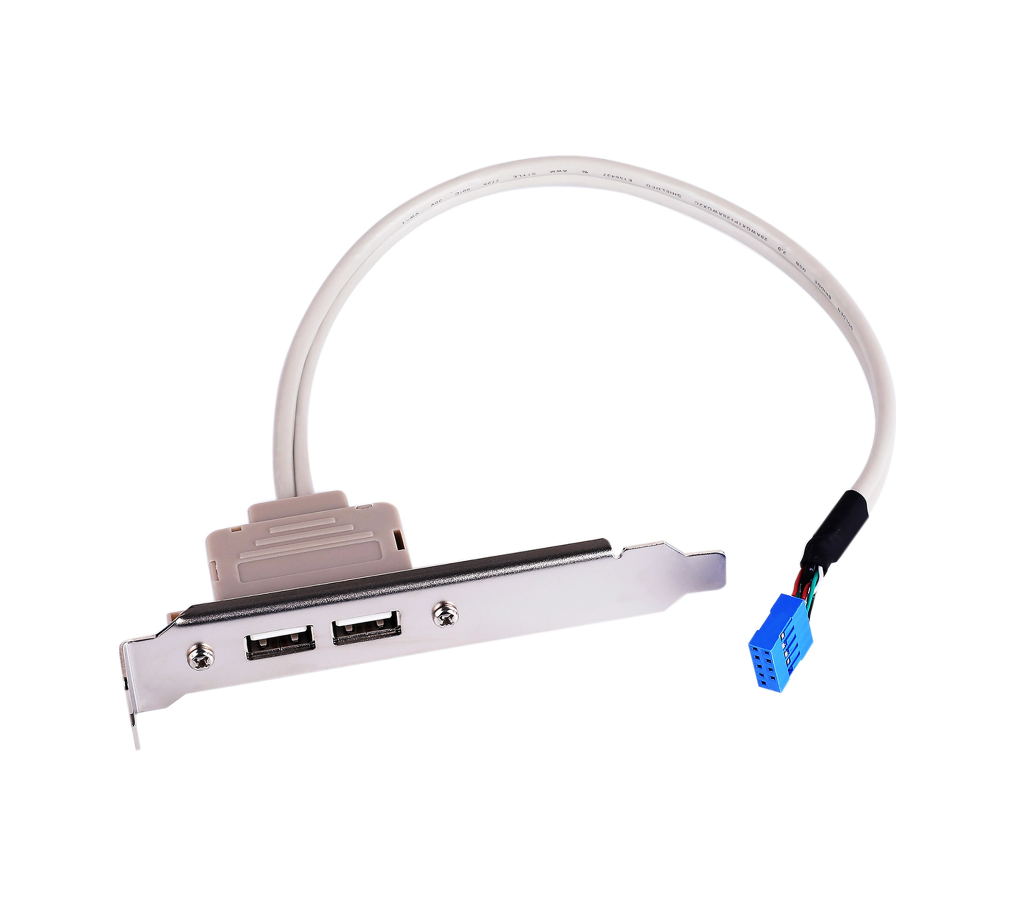 Qingmipy Masaüstü Bilgisayar Kasası İçin Pcı Konumlu 2 Usb 2.0 Portu Anakart Genişletme Kablosu Beyaz Bakır Tel