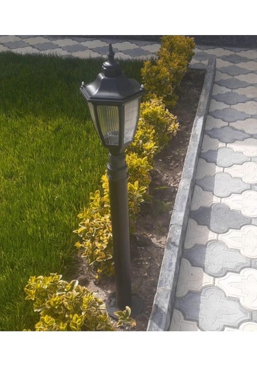 96 Cm Altıgen Direkli Bahçe Armatürü - Bahçe Lambası -siyah
