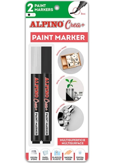 Alpino Crea+ Paint Marker Tüm Yüzeyler İçin Boyama Markörü Siyah-