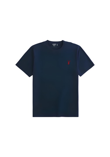 Genius Store Erkek Siyah Tişört %100 Pamuk Süprem Basic Tişört Bisiklet Yaka Nakışlı T-shirt Erkek-nakışlı Lacivert