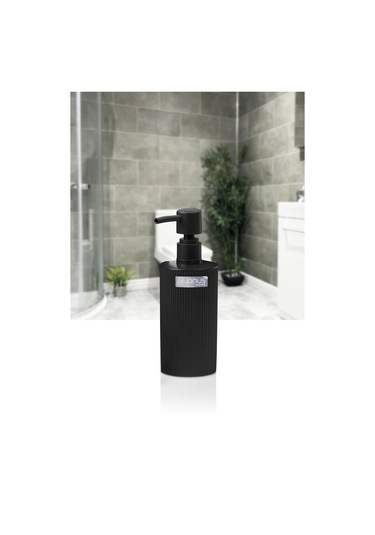 Okyanus Home Mina Yuvarlak Çizgili Sıvı Sabunluk - Siyah