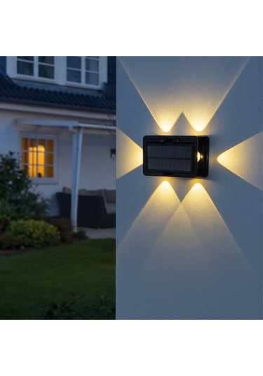 Aeron Duvar Solar Aydınlatma - 6 Ledli Sarı