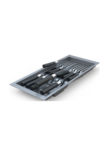 Mutfak Çekmece Içi Antresit Modüler Bıçaklık 20,5cm X 48cm Boydan 4cm Kesilebilir Antrasit
