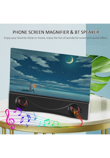 Tenfowee F12 Bluetooth Hoparlörlü 12 İnç Hd Ekran Büyütücü - Usb/18650 Pil İle Çalışır Pil Dahil Değil