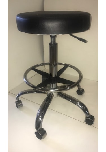 xDekofis Bar TaburexYüksek Oturak Amortisörlü Tekerlekli Krom