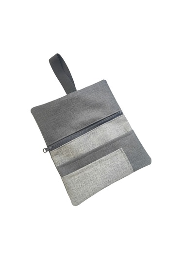 Su Geçirmez Fermuarlı İmperteks Kumaş Tütün Kesesi Çantası Tütünlük Rd51 Gri