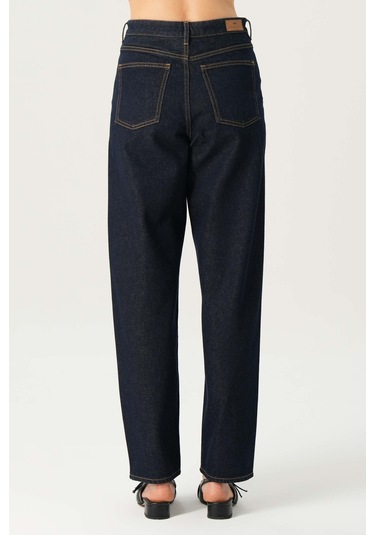 Ariana Koyu Mavi Yüksek Bel Patı Fermuarlı Mom Jean Pantolon C 4525-181 Koyu Mavi