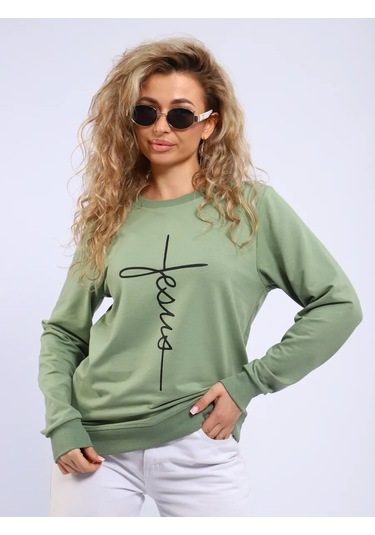 Bakr Textil Rahat Kesim, İçi Şardonlu Olmayan, Kapüşonsuz Sweatshirt 446771901 Khaki