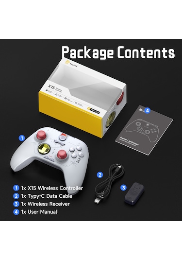 Easysmx X15 - Kablosuz Gamepad - Hall Effect Stick - Beyaz