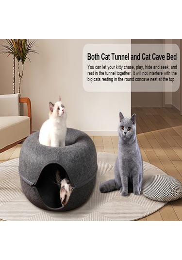 Geeroyoo Rahat Kumaş Kediler İçin Çift Katlı Fermuarlı Tünelli Yatak