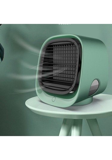 Usb Mini Hava Soğutucu Soğuk Fan Klima Fanı Gece Işığı Nemlendirme Masaüstü Hava Soğutucu 6434 Yeşil