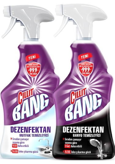 Cillit Bang Banyo + Mutfak Dezenfektan Sprey Temizleyici 2 x 750 ML