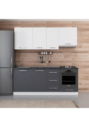 Minar 205 Cm Mutfak Dolabı Beyaz Antrasit 205-a5