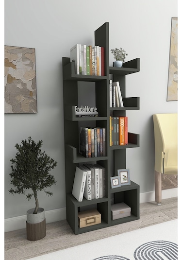 Gemini 10 Bölmeli Raflı Dekoratif Kitaplık Ofis Kitaplığı Dolap Evrak Rafı Ev Ofis Rafı - Antarist