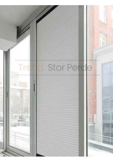 Gri Honeycomb Plise %100 Isı Ve Işık Geçirmez Katlanır Cam Balkon Perdesi - Salon Perdesi-003 Gri