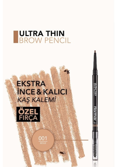 Flormar Kaş Kalemi & Fırçası - Ultra Thin Brow Pencil - 001 Beige - 8690604572106