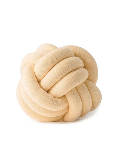 Sones El Yapımı Düğümlü Top Yastık, Boyut: Çap: 25 30cm Kaz Sarısı