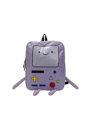 Ranyeek Klasik Oyun Konsolu Desenli Kumaş Çift Omuz Çantası - Mor 29x11.5x39cm Çift/tek Omuz Dönüşümlü Üniversite-okul-seyahat İçin Çok Renkli