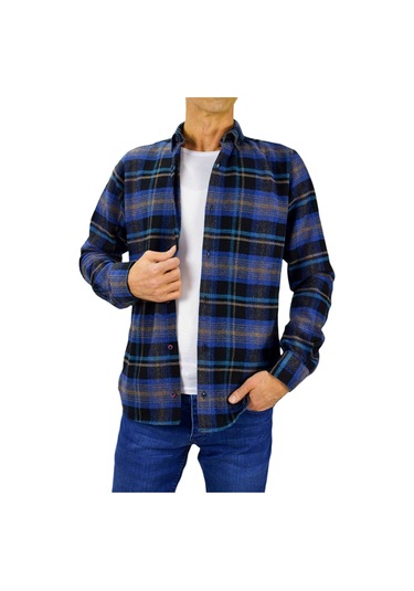 Erkek Silim Fit Ekose Oduncu Gömlek Bgl-st01711 İndigo