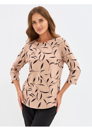 Velurteks 3/4 Kollu Ofis Günlük Bluz 53649421 Bej