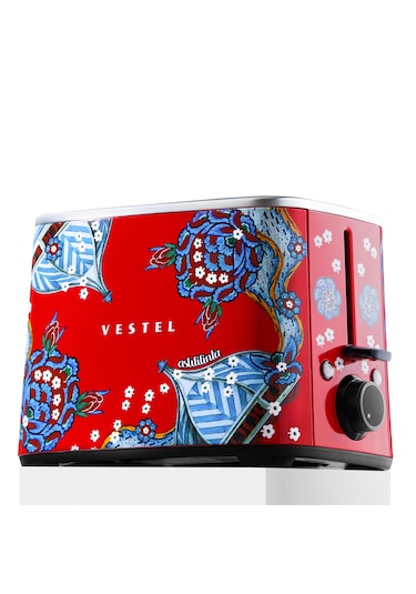 Vestel X Aslı Filinta Retro Kırmızı Çini Ekmek Kızartma Makinesi