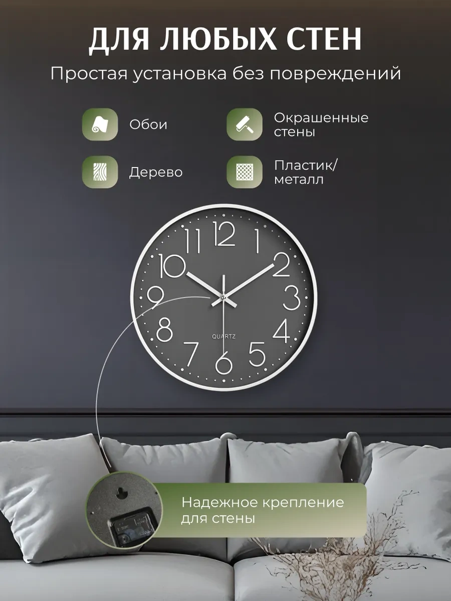 Artclock 25 Cm Büyük, Sessiz İç Mekan Duvar S 242989431 Beyaz