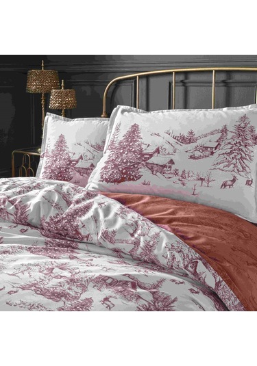 Linens Sc Allday Chalet Nevresim Takımı Çift Kişilik Bordo Bordo
