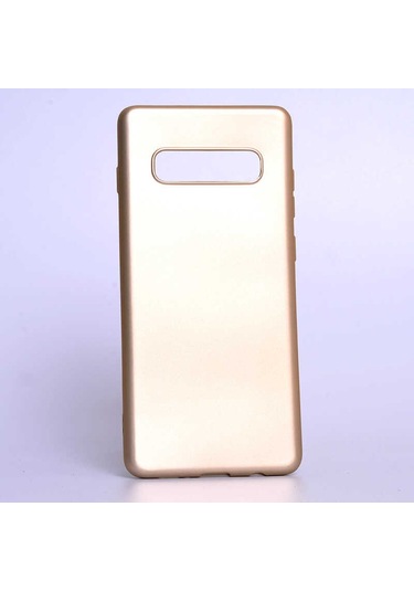 Noktaks - Galaxy Uyumlu S10 Plus Uyumlu - Kılıf Mat Soft Premier Silikon Kapak - Gold - T7563 Gold