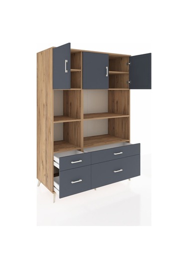 Kronos Dolap 8 Raflı 4 Çekmeceli 3 Kapaklı 132x59x195 Çam-antrasit/antrasit Antrasıt/antrasıt Kronos Dolap 8 Raflı 4 Çekmeceli 3 Kapaklı 132x59x195 Çam-antrasit/antrasit Antrasıt/antrasıt