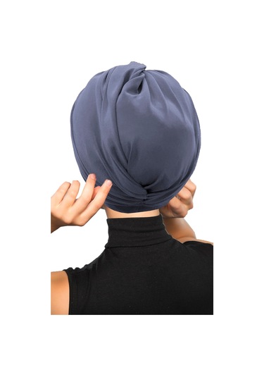 Çapraz Kancalı Hazır Koyu Gri Türban Tesettür Dış Ve Havuz Bonesi