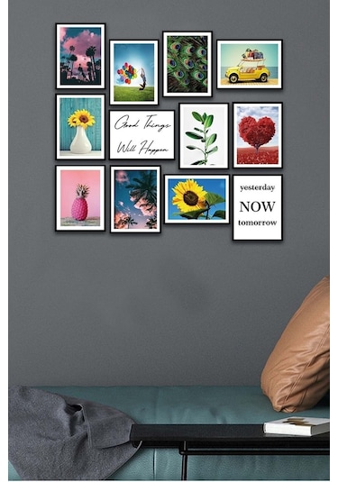 No77decor 12 Parça Modern Tarzda Sanatsal Mdf Tablo Seti