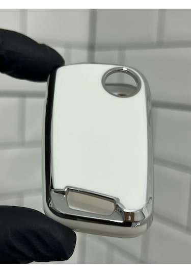 Skoda Octavia Rapid Fabia Kamiq Karoq Kodiaq Scala Uyumlu Anahtar Kılıfı Beyaz - Gümüş