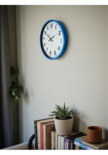 Zentime 36 Cm Mavi Dekoratif Duvar Saati çok Renkli