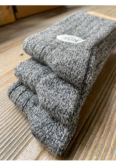 Erkek Örme Yün Çorap 12 Adet Siyah