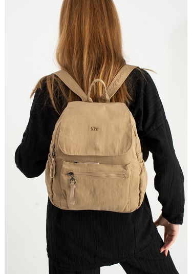 Yumuşak Dokulu Ultra Hafif, Esnek Ve Su Geçirmez Polyamid Kumaş Sırt Çantası Vizon Model: 571-13-14b Vizon