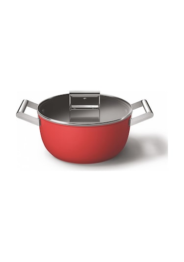 Smeg Cookware 50's Style Kırmızı Tencere Cam Kapaklı 4.6 L