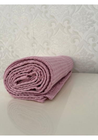 Premium %100 Pamuk Çift Kişilik Yazlık Pike, Yatak Örtüsü,terletmez Kumaş Pudra Renk 240x200cm Pudra