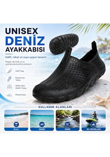 Microcase Unisex Siyah Deniz Ayakkabısı Nefes Alabilen Delikli Yapı Kaymaz Taban Al99098