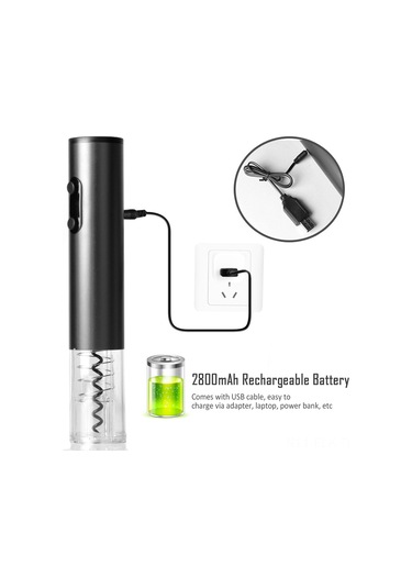 Xindoker Alüminyum Abs Akıllı Şarjlı Şarap Açıcı - Hızlı, Hijyenik Ve Dayanıklı, Gümüş Gri, 2800mah Pil, Ev Ve Dışarı Kullanıma Uygun Gümüş Gri