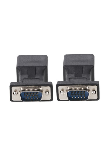 Dofolink 2 Adet Siyah Vga Ertikitici - Vga Erkekden Rj45'e Adaptör, Ağ Kablosu Bağlantı Cihazı