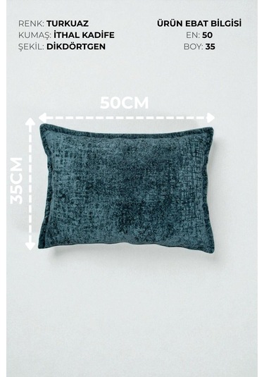 Kırlent İthal Kadife Kumaş - 35x50cm Yumuşak Dokulu Dekoratif Özel Tasarım Kırlent Kılıfı Turkuaz