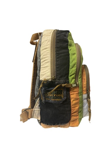 Kaliteli Vintage Salaş Yıkama Kumaş Disayn Günlük Gezi Okul Sırt Çantası 30cmx40cm Turuncu - Haki