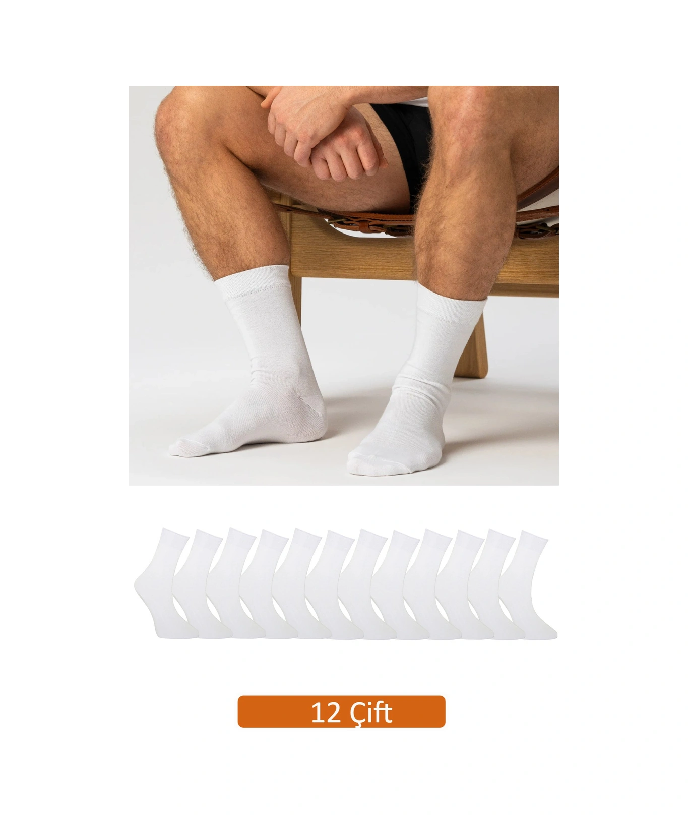 12'li Premium Erkek Beyaz Soket Çorap Vk-erkek-beyaz-soket12li