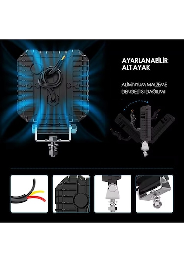 16 Ledli Piksel Model Off Road Sis Farı Beyaz-turuncu 2 Mod Çakarlı Çalışma Lambası 12-24 Volt