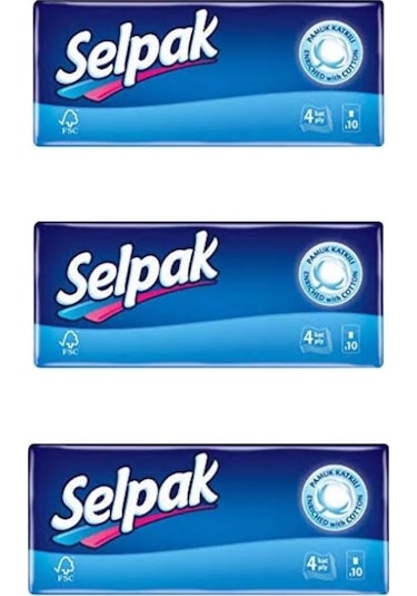 Selpak Klasik Cep Mendil 10'lu 3 Paket
