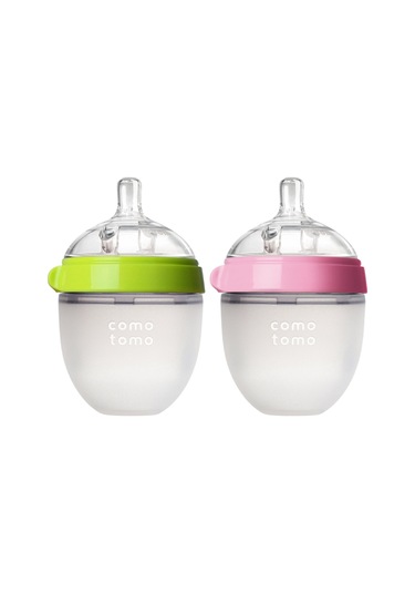 Comotomo Antikolik Silikon Biberon 2'li 150 ML Yeşil - Pembe