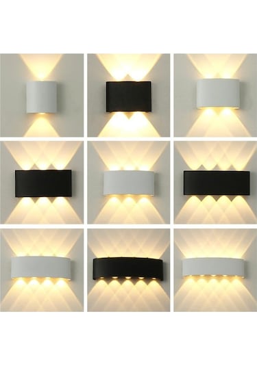 Siyah Ip65 Led Duvar Lambası Ac86-265 Kapalı Yatak Odası Oturma Odası Merdiven Duvar Lambası 6w/beyaz Işık Beyaz