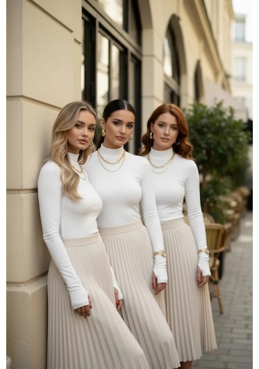 3 Lü Parmak Geçmeli Kadın Body Seti Beyaz