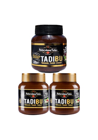 Abdurrahman Tatlıcı Tadıbu Bitterli Fındık Ezmesi + Kakaolu Fındık Ezmesi 3 x 330 G