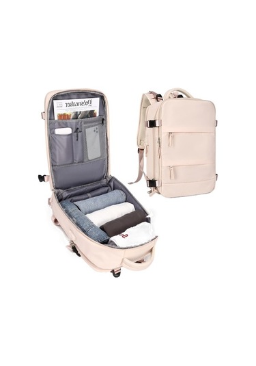 Seyahat Sırt Çantası Çok Bölmeli Sırt Çantası - Beyaz